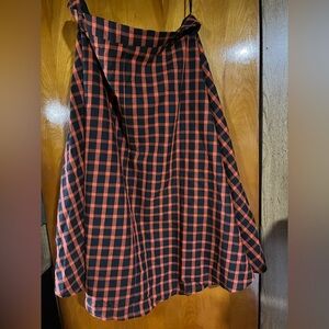 Unique Vintage double zero Black and orange Plaid pinup Skirt